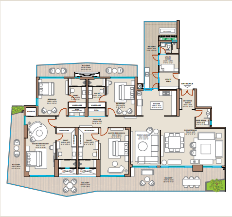 Type A 4 BHK floor plan